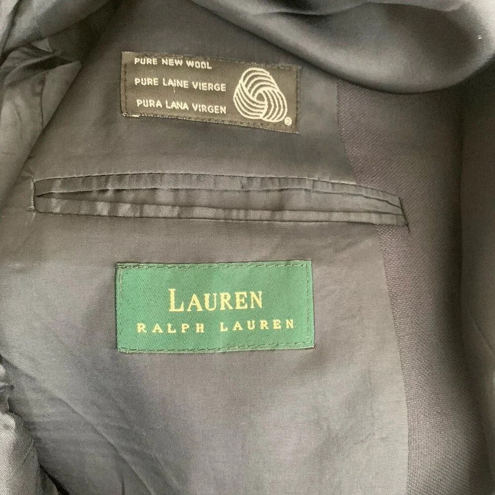 Lauren Ralph Lauren Wool 2 Button Blazer Sport Coat Jacket 42 L Midnight Blue